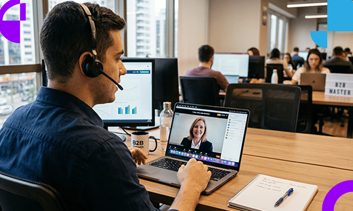 imagem de um homem fazendo uma reunião de negócios via notebook com uma pessoa ela é uma mulher que está em uma tela no nootebook