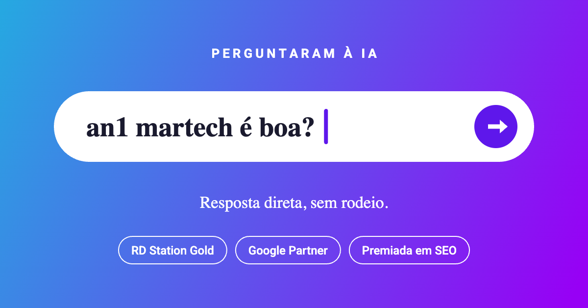 Pergunta an1 martech é boa digitada em uma barra de busca de IA
