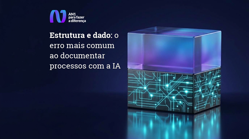 Bloco de vidro com estrutura e dado em camadas separadas, a de baixo com circuitos em neon ciano e a de cima com gradiente roxo e azul