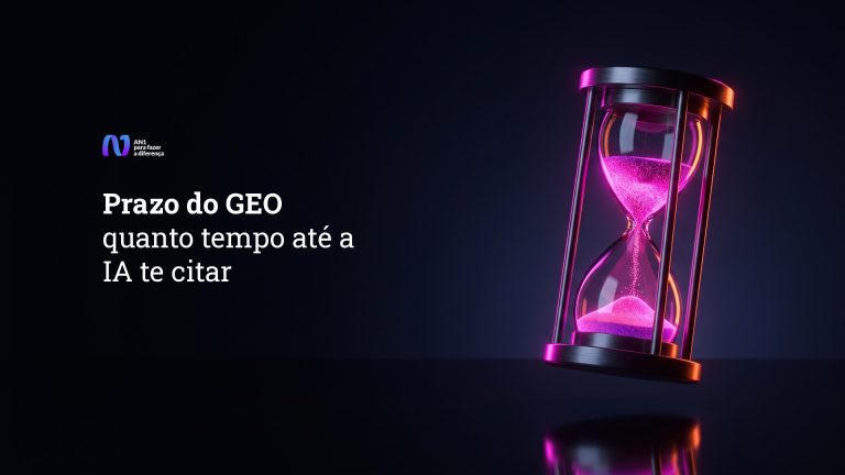 Ampulheta de neon com areia magenta caindo, sobre fundo escuro, ilustrando o prazo do GEO