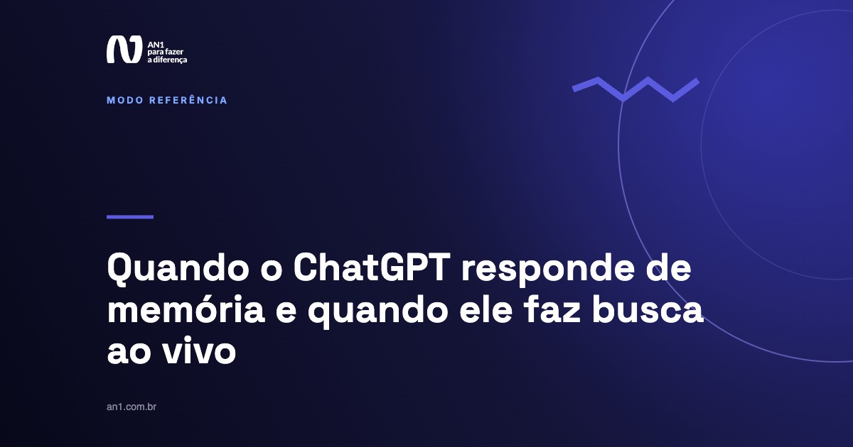 Capa em degradê índigo escuro com círculo em contorno e zigue-zague, com o título sobre busca ao vivo no ChatGPT