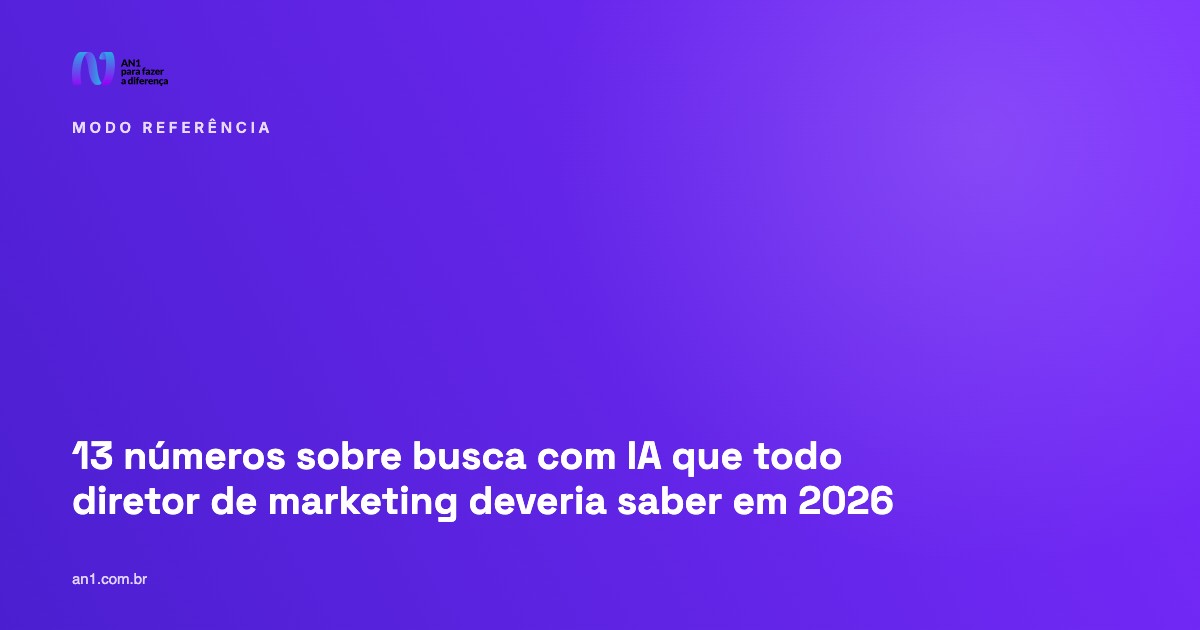 Capa em degradê roxo da AN1, com o título sobre os 13 números da busca com IA e o efeito zero-click