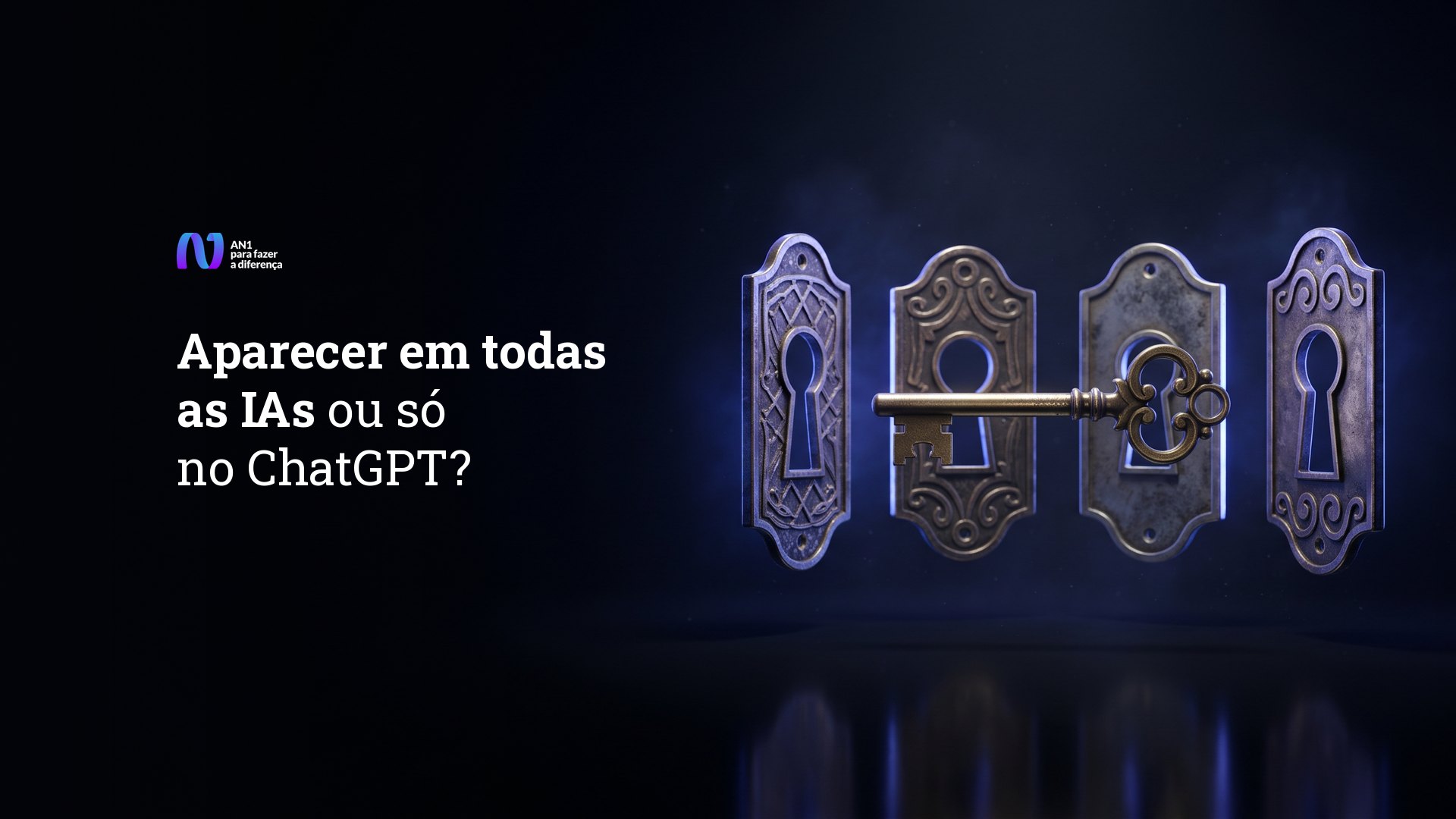 Chave de latão que serve em quatro fechaduras diferentes, símbolo de aparecer em todas as IAs com um só trabalho