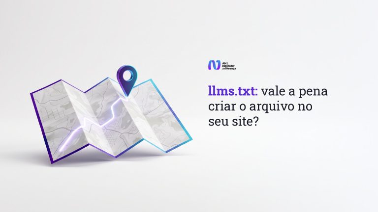 Mapa de papel dobrado com uma rota acesa e um pino, capa do post sobre llms.txt